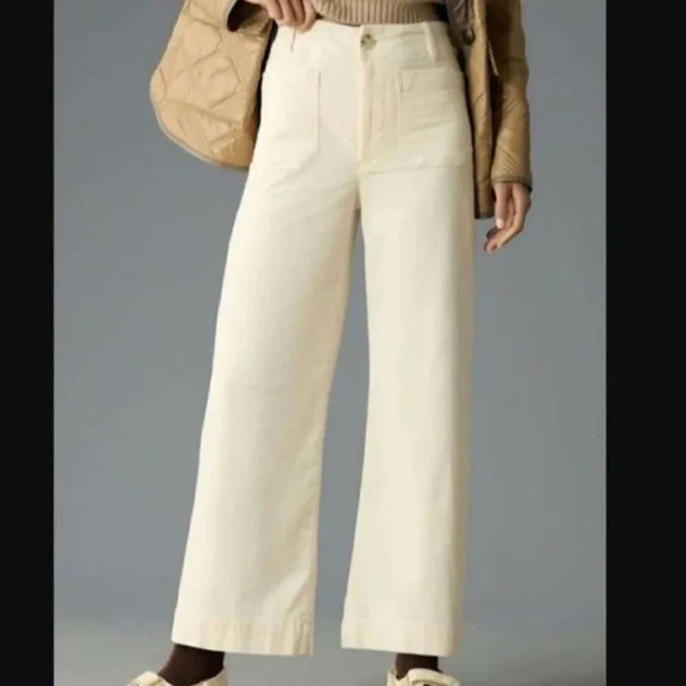 Avec Les Filles Wide Leg High Rise Fine Wale Corduroy Crop Pants Women’s 4